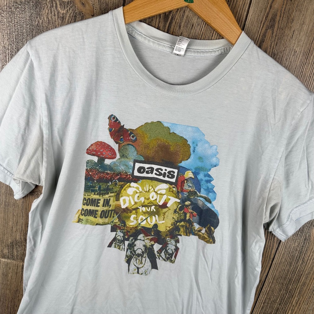 Oasis Dig Out Your Soul 2008 Tour T-Shirt Light Blue American Apparel Mens M